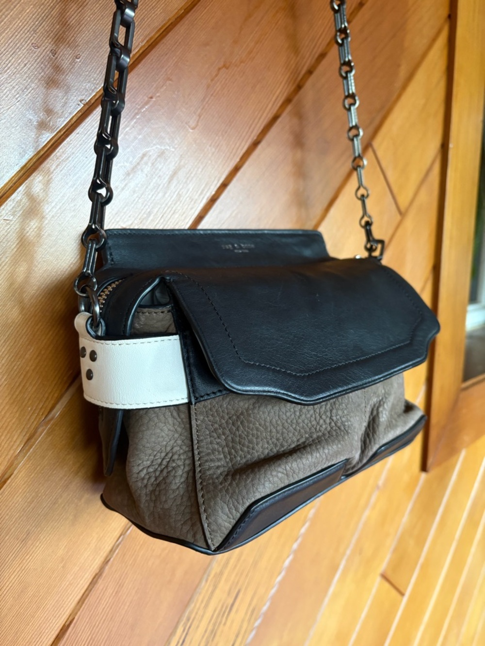 rag & bone Black, Brown and White Leather Crossbody Bag leather